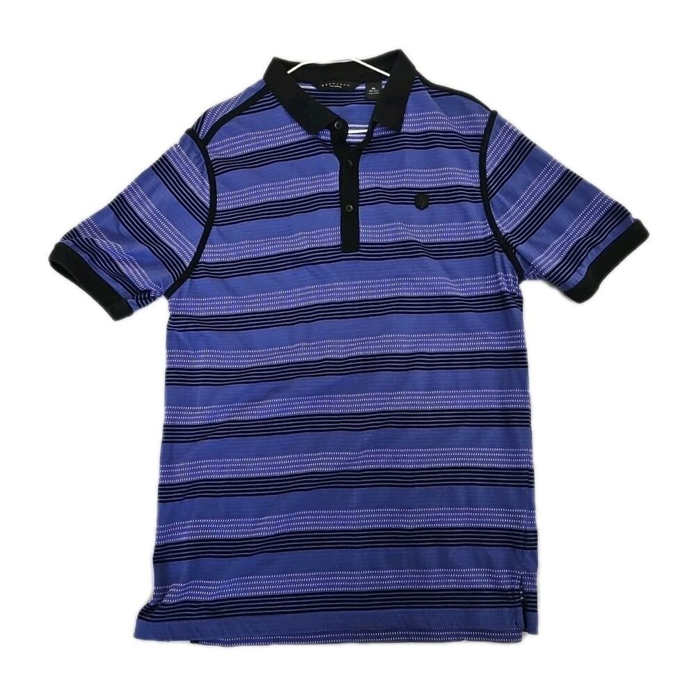 Sean John Mens XXL Black Blue Polo Shirt Mesh Trim Y2K Streetwear Short Sleeve